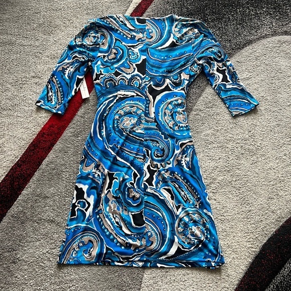Laundry By Design Poseidon Print Faux Wrap Jersey Dress - Picture 5 of 5